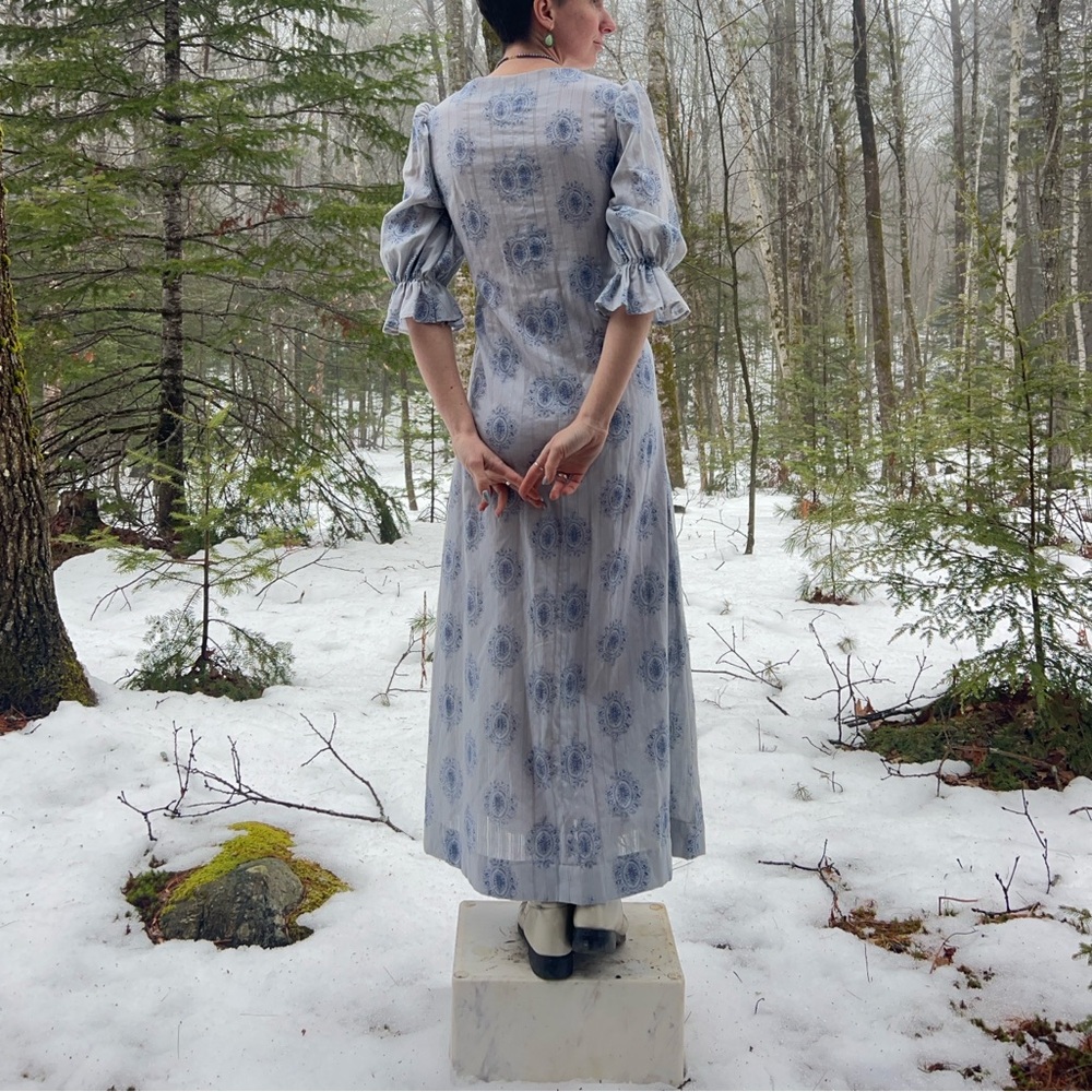SOLD - Regency Peasant Dress - Soft Blue - Picture 2 of 3
